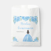 Sachets En Papier Brown Hair Princess Blue Floral Quinceanera (Devant)