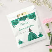 Sachets En Papier Brown Hair Princess Green Floral Quinceanera (Scellé)