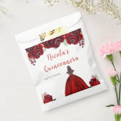 Sachets En Papier Brown Hair Princess Red Floral Quinceanera (Scellé)