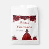 Sachets En Papier Brown Hair Princess Red Floral Quinceanera (Devant)