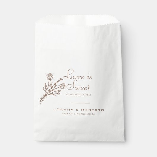 Sachets En Papier Brown Rose officiel Floral Love is Sweet Mariage (Devant)