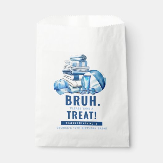Sachets En Papier BRUH.. Blue Pool Boy Anniversaire Merci (Devant)