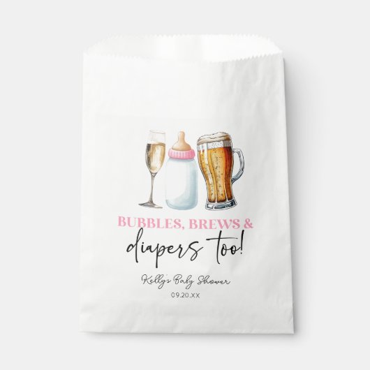 Sachets En Papier Bubbles Brews and Diapers Too! Baby Shower (Devant)