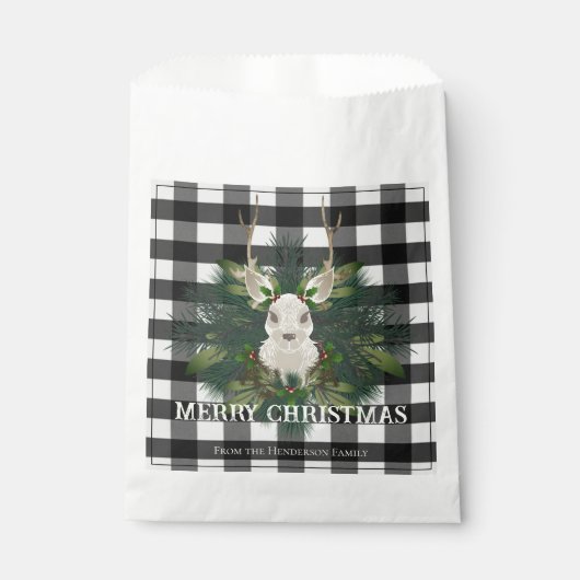Sachets En Papier Buffalo Plaid Reindeer Festif (Devant)