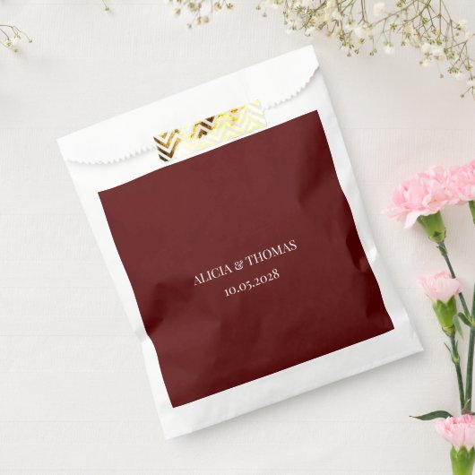 Sachets En Papier Burgundy Modern Initials Minimalist Wedding  (Scellé)