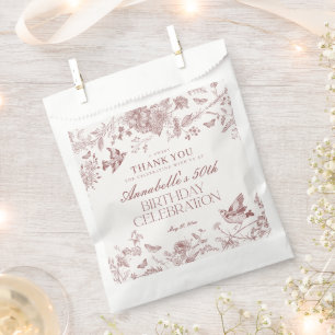 Sachets En Papier Burgundy Toile Vintage Floral Anniversaire Dessert