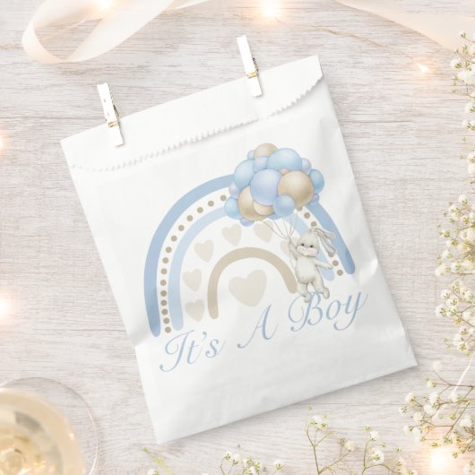 Sachets En Papier C’est un Baby shower arc-en-ciel Boy Blue Pastel (Coupé)