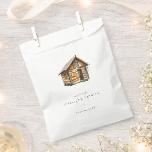 Sachets En Papier Cabane en rondins aquarelle marron cosy
