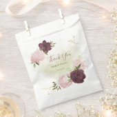 Sachets En Papier cabernet rose fleuri mariage (Coupé)