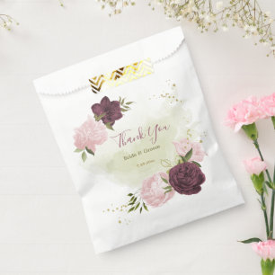 Sachets En Papier cabernet rose fleuri mariage
