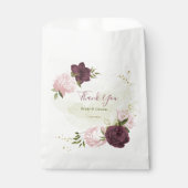 Sachets En Papier cabernet rose fleuri mariage (Devant)