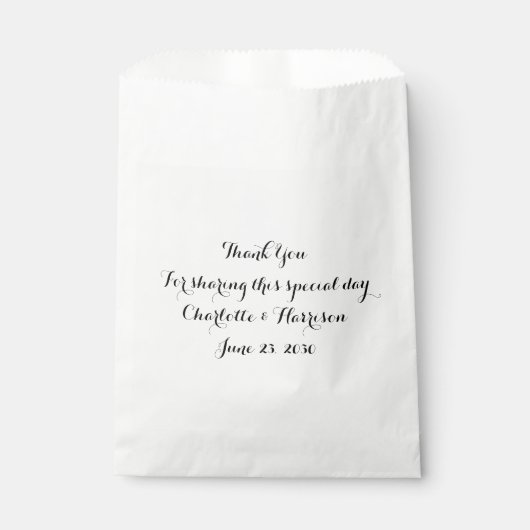Sachets En Papier Cadeau Mariage en noir blanc personnalisé (Devant)