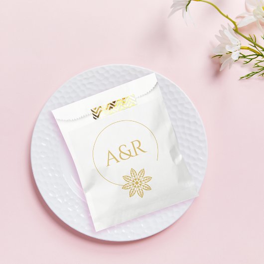 Sachets En Papier Cadre et initiales élégants inspirés de bijoux mar