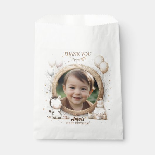 Sachets En Papier Cadre photo Zebra pour les fêtes d'anniversaire de (Devant)