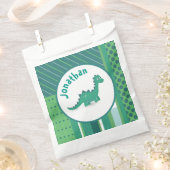 Sachets En Papier Cadre rond en vert/bleu avec dinosaure mignon (Coupé)