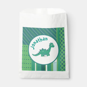 Sachets En Papier Cadre rond en vert/bleu avec dinosaure mignon