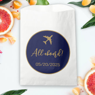 Sachets En Papier Calligraphie Bleu Et Gold Boararing Pass Mariage