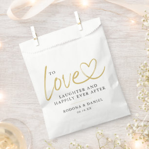 Sachets En Papier Calligraphie Cœur Doré Heureux Pour Toujours Maria