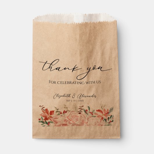 Sachets En Papier Calligraphie délicate | Sac Faveur Mariage Merci (Devant)