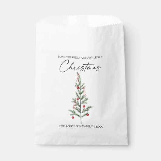 Sachets En Papier Calligraphie Encre Script Aquarelle Arbre de Noël (Devant)