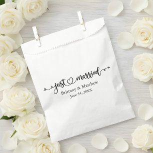Sachets En Papier Calligraphie Moderne Cœur Juste Mariés Mariage