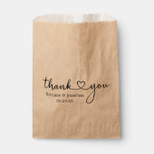 Sachets En Papier Calligraphie moderne Coeur Mariage Merci Kraft (Devant)