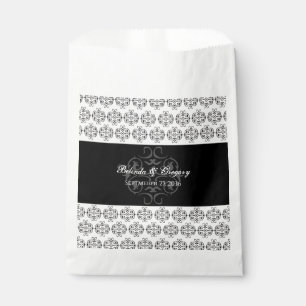 Sachets En Papier Calligraphie noir et blanc Vintage Mariage damassé