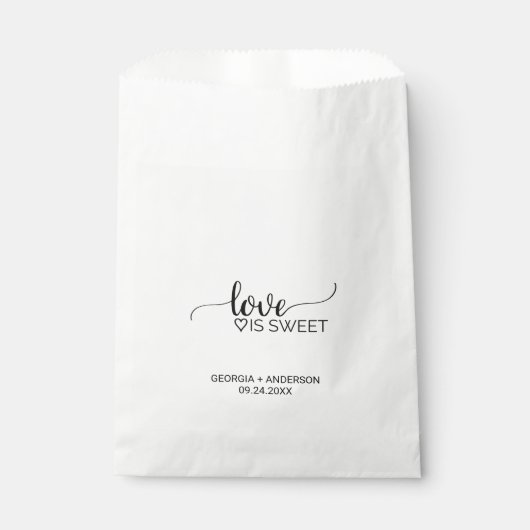 Sachets En Papier Calligraphie noire simple "L'amour est doux" Maria (Devant)