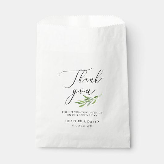 Sachets En Papier Calligraphie rustique Mariage de verdure (Devant)