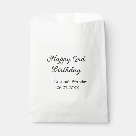 Sachets En Papier calligraphie simple minimum heureux 2e anniversair (Devant)
