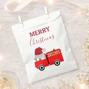 Sachets En Papier Camion de feu rouge de Noël