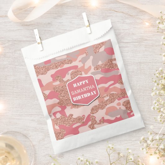 Sachets En Papier Camouflage Rose Gold Blush Pink Camo Army Annivers (Coupé)