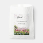 Sachets En Papier Campagne Prairie Aquarelle Rose Poussiéreux Merci (Devant)