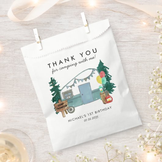 Sachets En Papier Camper Camper Van Trees Camping 1er anniversaire (Coupé)