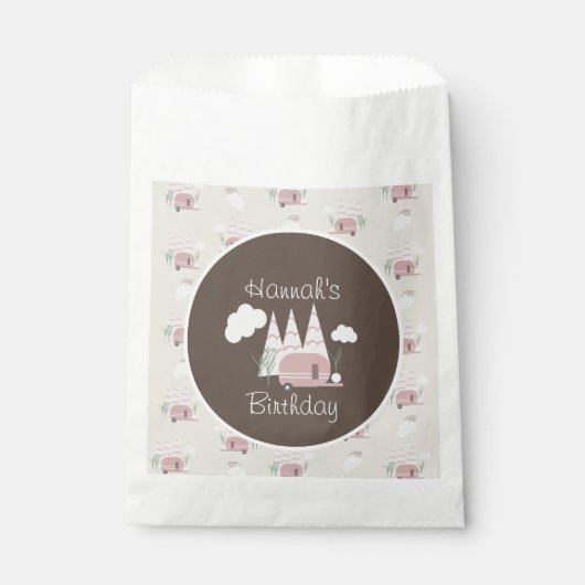 Sachets En Papier Camping rose Fête d'anniversaire (Devant)