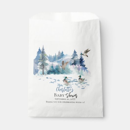 Sachets En Papier Canards Bois Forêt Boy Baby shower (Devant)