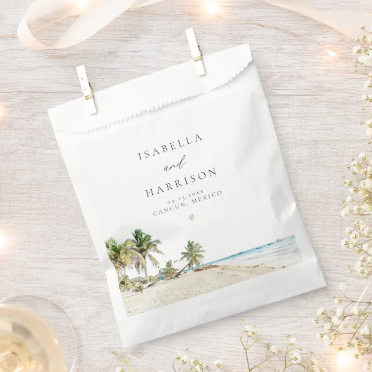 Sachets En Papier CANCUN Aquarelle Plage Palmier Destination (Coupé)