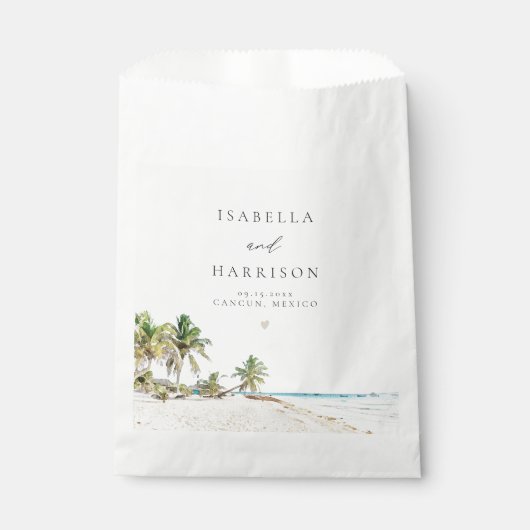 Sachets En Papier CANCUN Aquarelle Plage Palmier Destination (Devant)