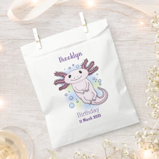 Sachets En Papier Caricature axolotl rose adorable (Coupé)