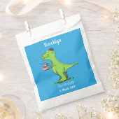 Sachets En Papier Caricature de dinosaure vert t rex (Coupé)