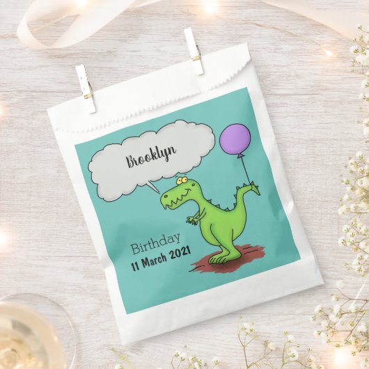 Sachets En Papier Caricature de dragon dragon drôle et vert respiran (Coupé)