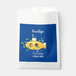 Sachets En Papier Caricature de poisson sous-marin jaune mignon