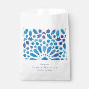 Sachets En Papier Carreaux bleu aquarelle