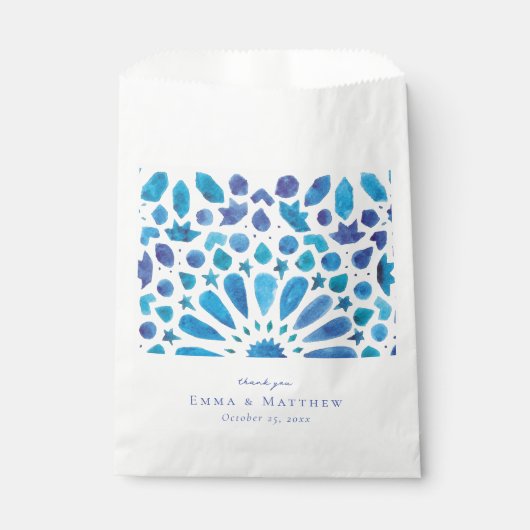 Sachets En Papier Carreaux bleu aquarelle (Devant)