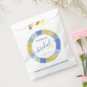 Sachets En Papier Carreaux bleu italien Fête des mariées d'été Merci