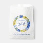 Sachets En Papier Carreaux bleu italien Fête des mariées d'été Merci (Devant)