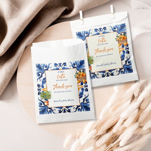 Sachets En Papier Carrelage bleu Cutie Orange Citrus Baby shower Déc