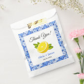 Sachets En Papier Carrelage bleu méditerranéen Citron Merci Mariage (Scellé)