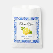 Sachets En Papier Carrelage bleu méditerranéen Citron Merci Mariage (Devant)