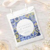 Sachets En Papier Carrelage Bleu Méditerranéen & Citrus Mariage Favo (Coupé)